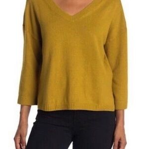 Madewell Double V Neck Pullover Dolman Wide Sleeve Sweater Egyptian Gold XS